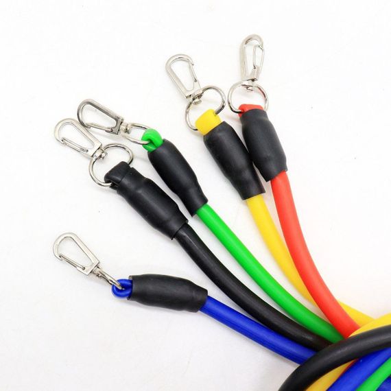 Набір трубчастих еспандерів для фітнесу та вправ 5 шт / Комплект гумових джгутів для спорту / Еспандери | Зображення 8