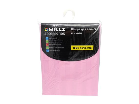 Шторка - фіранка для ванної MILLZ рожева поліестер 180х180 MRS-P-064 | Зображення 6