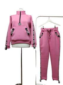 Жіночий спортивний костюм Fashion толстовка і штани рожевий теплий зимовий трьохнитка з начосом 64