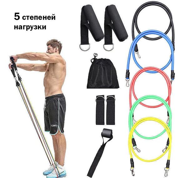 Резиновая лента для фитнеса rising exercise pipe, Эспандер петля упражнения, Эспандер для спорта GN-17 | Зображення 8
