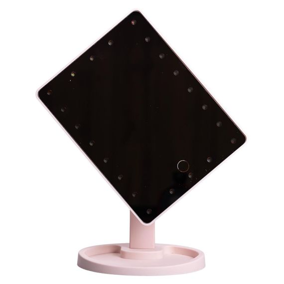 Настільне дзеркало з підсвічуванням 22 LED для макіяжу 21х16 см прямокутне на ніжці USB Рожеве HP-10-4AP | Зображення 4