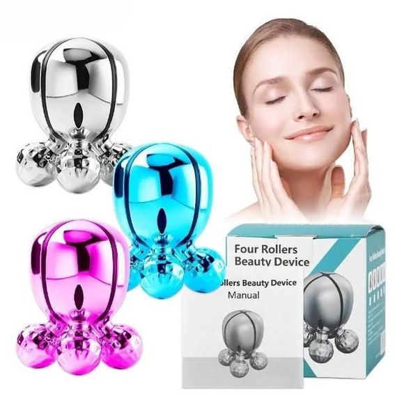 Роликовий масажер для підтяжки обличчя Рожевий