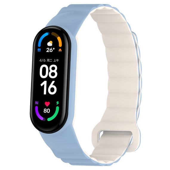 Ремінець Dual-color Magnetic для Xiaomi Mi Band 7/6/5/4/3 Lilac Blue / White