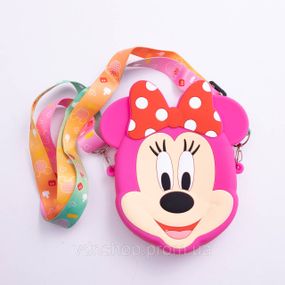 Дитяча силіконова сумка Мінні Маус 15×13×3 (см) через плече Малинова HP-55-9PP