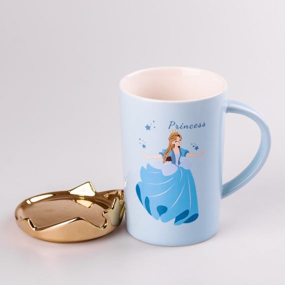 Чашка керамічна Princess 400мл з кришкою Блакитний | Зображення 1