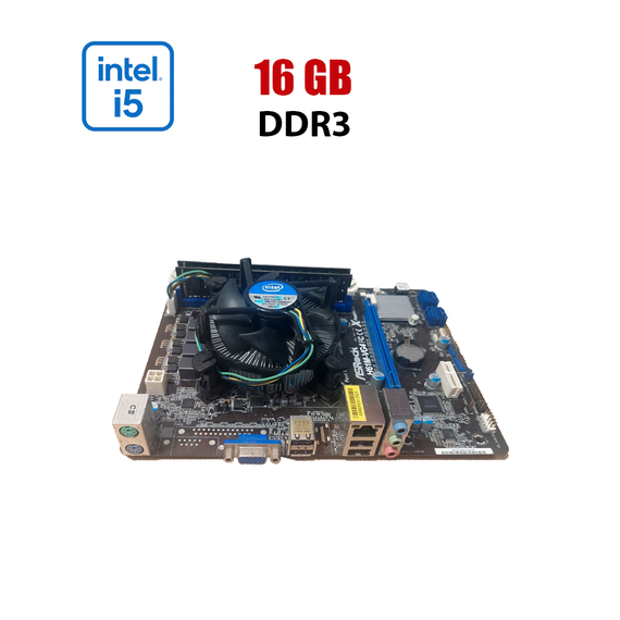 Комплект: Материнская плата ASRock H61M-VG4 / LGA1155 / Intel Core i5-3470 (4 ядра по 3.2 - 3.6 GHz) / 16 GB DDR3 / Intel HD Graphics 2500 + Кулер б/у