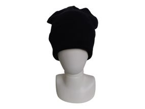 Трикотажная шапка onesize унисекс женская мужская двойная с отворотом демисезонная в рубчик черный