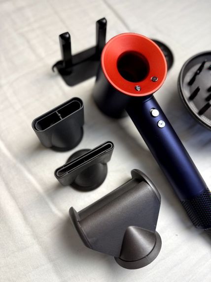 Фен Super Hair Dryer синій з червоним з іонізацією та турборежимом 5 насадок | Зображення 4