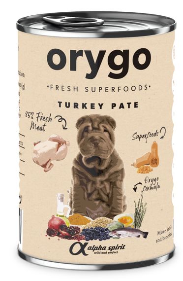 Вологий корм для собак з індичкою Orygo Turkey, 400 гр