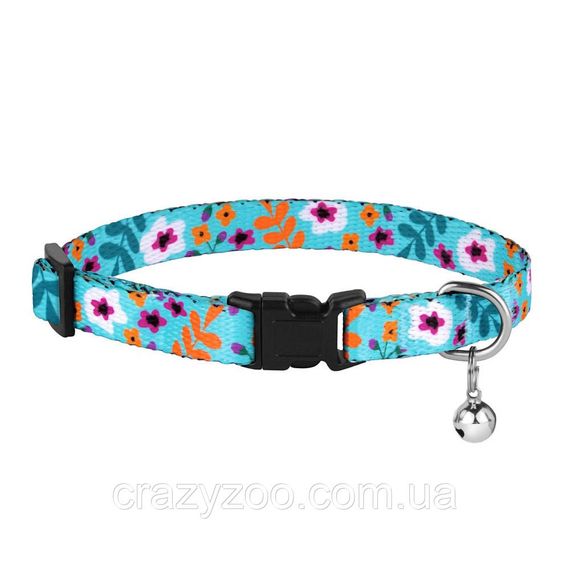 BRONZEDOG 49/1413/T Нашийник для котів Urban із пластиковою застібкою 10 мм квіти ментол | Зображення 1