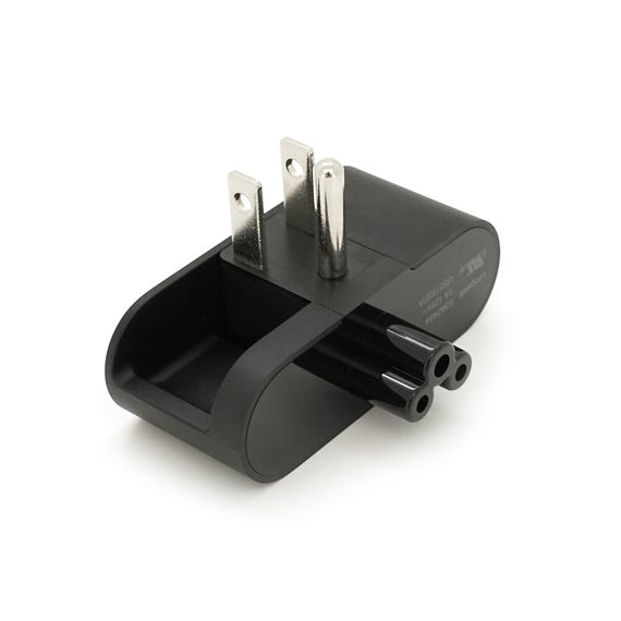 Перехідник складаний із заземленням, m-m, американка\3pin, Black, BOX