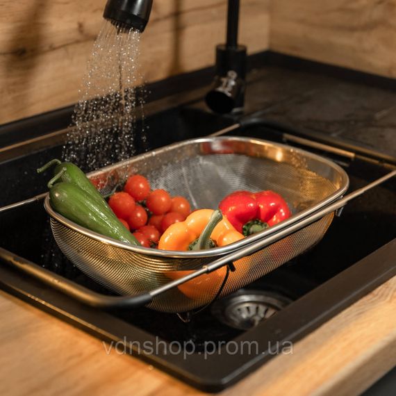 Друшляк сито на раковину для миття овочів та фруктів 36х25х10.5 см з нержавіючої сталі HP-19-18-L | Зображення 6
