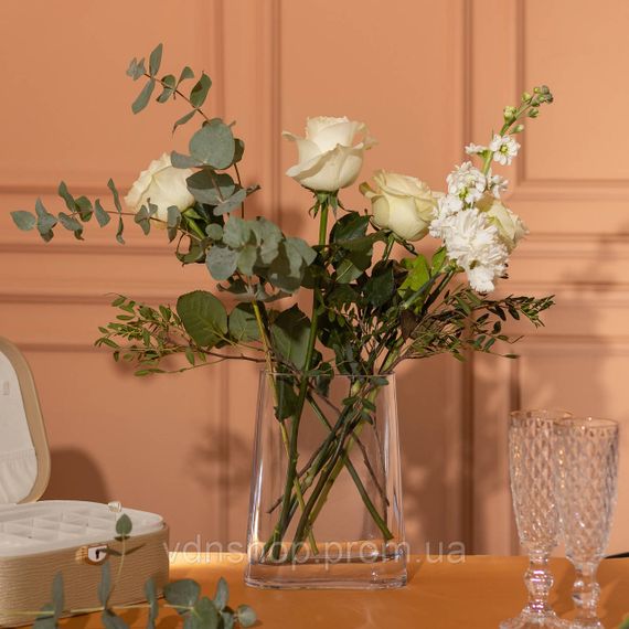 Ваза для квітів скляна 15х7х21 см прозора декоративна ваза 1.1 л HP-10-7 | Зображення 2