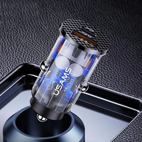 АЗУ Usams US-CC127 C25 42.5W + PD 20W Mini Прозрачный / Черный | Зображення 1