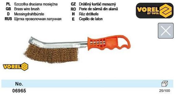 Щетка латунь Польша ручка пластмасс VOREL-06965