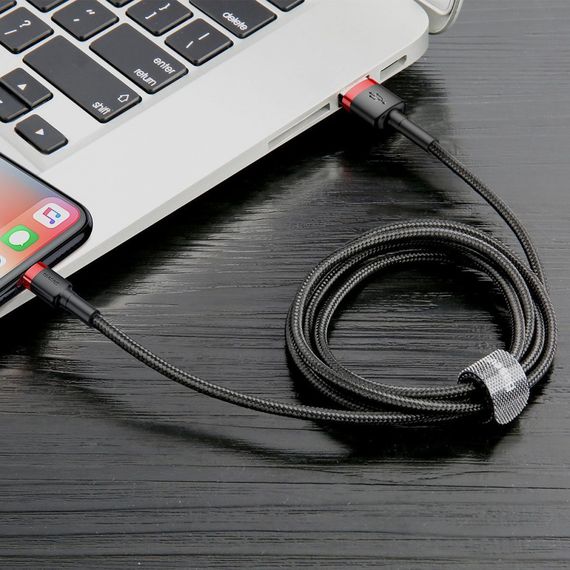 Кабель Baseus Cafule Lightning 2.4A (1m) red/black | Зображення 7