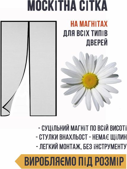 Москитная сетка для дверей на магнитах (под размер)