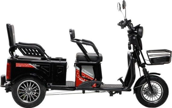 Електротрайк Crosser Transit TR-5 LFP 1500W 76.8V 30Ah, вантажний триколісний електроскутер до 80 км, LiFePO4, 3 місця Чорний | Зображення 1