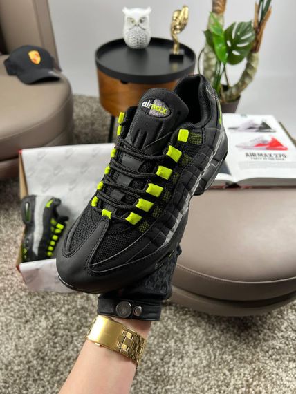 Мужские кроссовки Air Max 95 Black Grey Lime весна / лето / осень A3859 43 27.5 см | Зображення 3