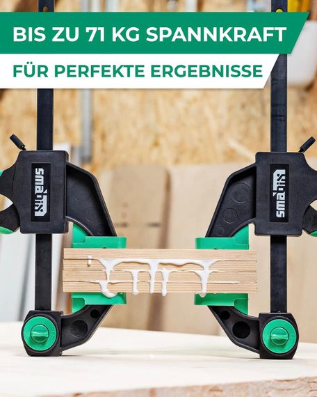 Струбцини набір 2 шт, одноручні затискачі універсальні для дерева, металу для фіксації, склеювання, сила 71 кг SMABIX | Зображення 3