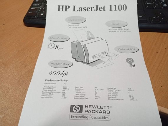 Принтер HP LaserJet 1100 / лазерний монохромний друк / 600x600 dpi / А4 / 8 стор./хв. / LPT б/в | Зображення 5