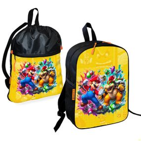 Школьный рюкзак детский Супер Марио + Сумка для обуви спортивной формы рюкзак-мешок  для мальчика (01772)