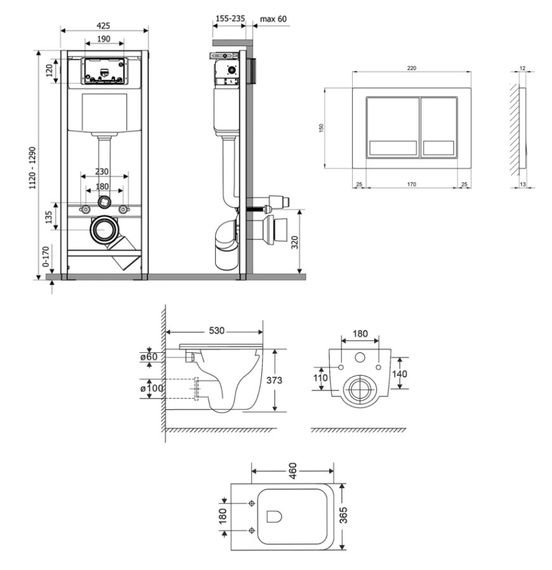 Набір Qtap Nest 4 в 1 підвісний унітаз Gemini Ultra Quiet 530х365х373 + комплект інсталяції QT2533076EUQMB46173 | Зображення 1