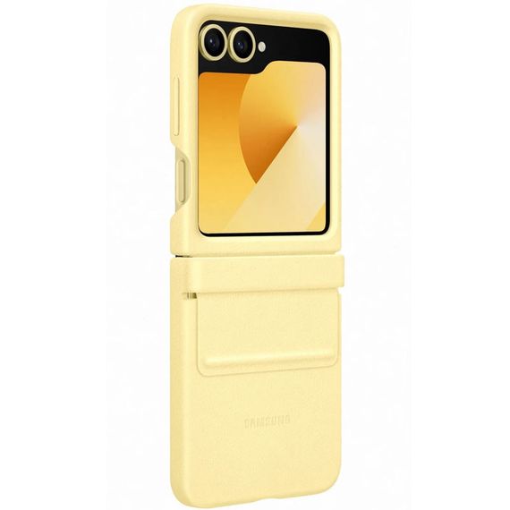 Шкіряний чохол Leather Case (AAA) для Samsung Galaxy Z Flip6 Yellow | Зображення 1