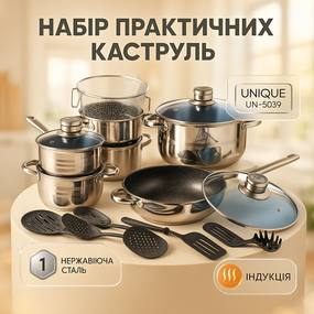 Набір антипригарних каструль з кришкою, Набір каструль з антипригарним покриттям, Хороші каструлі UA-50