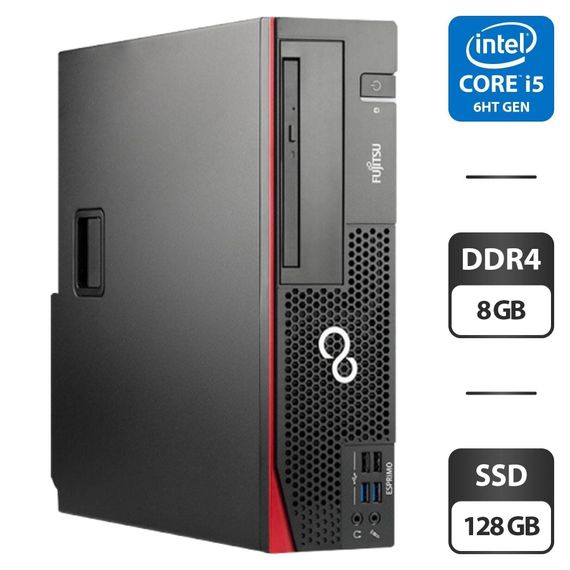 Компьютер Fujitsu Esprimo D556 E90 SFF / Intel Core i5-6400 (4 ядра по 2.7 - 3.3 GHz) / 8 GB DDR4 / 128 GB SSD / Intel HD Graphics 530 / DVD-ROM б/у