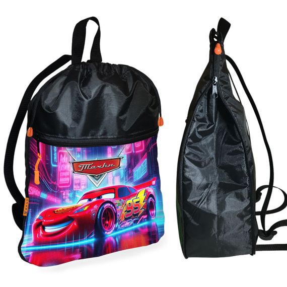 Рюкзак-мешок для обуви,спортивной формы Тачки Молния Маквин детская сумка для сменки с расширителем (01446)