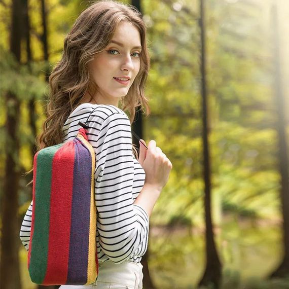 Гамак мексиканський підвісний 80х200 см, з дерев'яною планкою / Тканинний гамак на дерево для дачі та саду / Туристичний гамак | Зображення 6