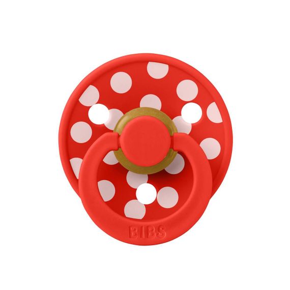 Соска пустушка BIBS Polka Colour Latex кругла 6-18 міс Candy Apple / Blossom