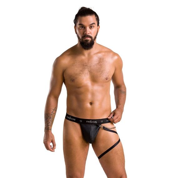 Мужские трусики танга с подвязкой Passion 058 THONG BILL L/XL Black, Черный, L/XL | Зображення 2