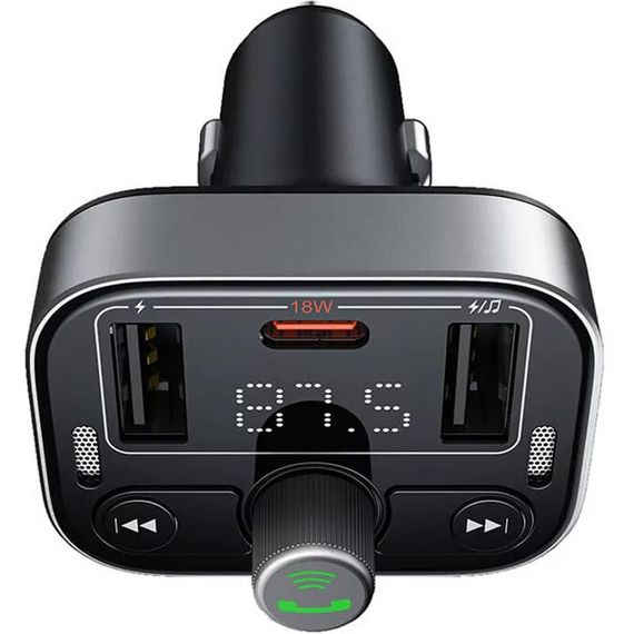 АЗП FM модулятор Baseus S-09 Pro Series 18W (2USB-A/1C) (C10762200113) Cluster Black | Зображення 1