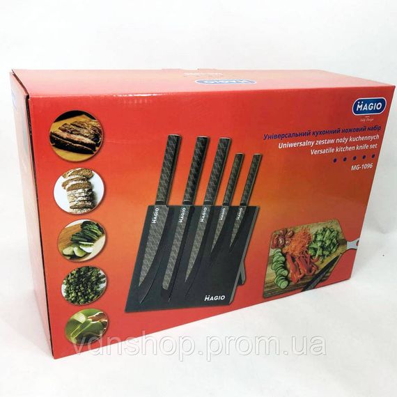 Комплект гострих ножів для кухні, Набір ножів кухонних сталь Універсальний набір JV-34 | Зображення 8