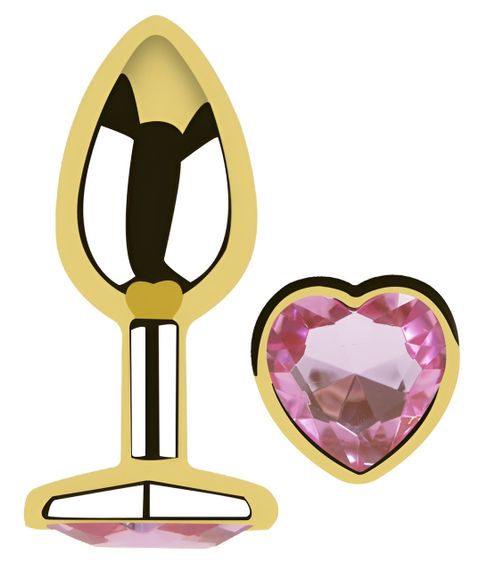 Анальна пробка з кристалом EGZO - Gold Heart Plug Pink size S sexstyle | Зображення 1