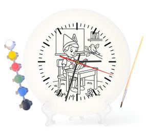 Дитячий набір для творчості годинник-розмальовка Пригоди Піноккіо (за мотивами романа Карло Коллоді) 30 см (Г0010)