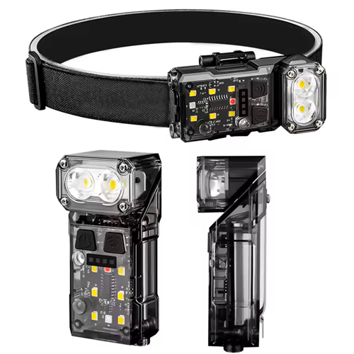 Налобный фонарь X52, 2LED+6SMD RGB, красный, синий, белый, датчик движения, АКБ Li-Ion, магнит, ЗУ Type-C | Зображення 1