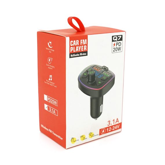 FM модуль Q7 с эквалайзером, 3.1A, PD18W, USB, TF, 55.5х41.5х37.5 | Зображення 1