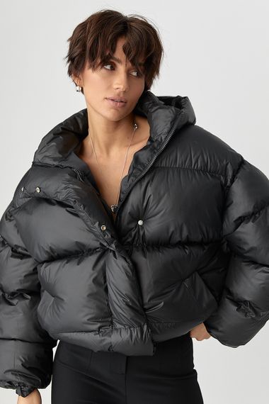 Жіноча тепла куртка оверсайз - чорний цвет, ONE SIZE (є розміри) | Зображення 4