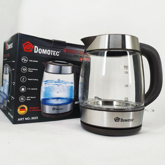 Хороший електрочайник для дому Domotec, Електричний чайник з індикатором води, Гарний скляний чайник IO-61 | Зображення 4