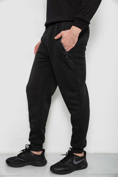 Спортивные штаны мужские на флисе, цвет черный, 244R6120 | Зображення 2