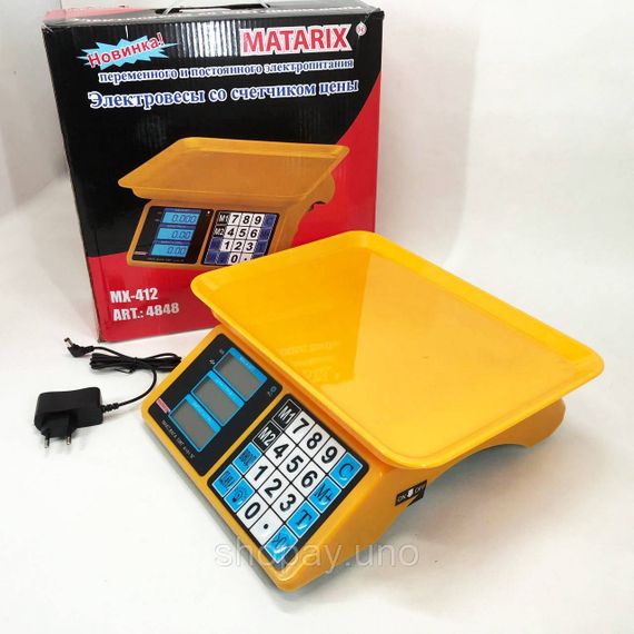 Весы торговые бытовые до 50 кг Matarix, Весы электронные торговые аккумуляторные 50кг IR-86 | Зображення 4