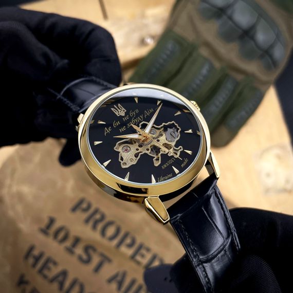 Класичний чоловічий годинник Awarder 022-3D Не Забуду Дім Gold-Black | Зображення 2