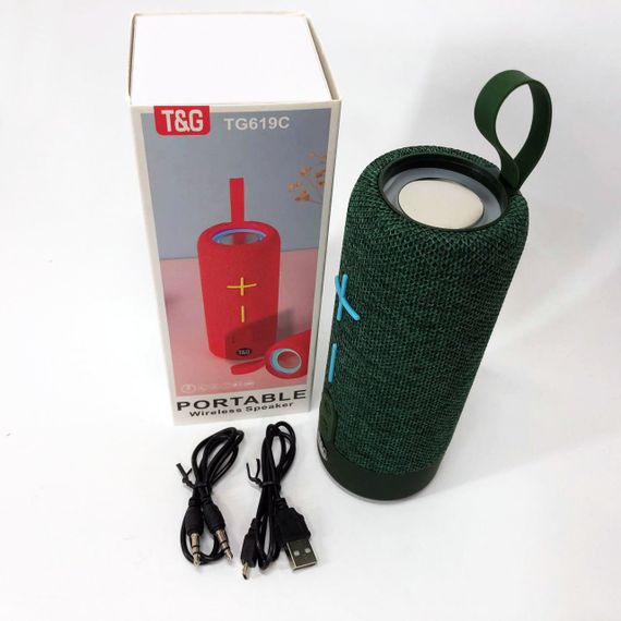 Портативна Bluetooth колонка TG619C FM-радіо USB/TF з ремінцем, колонка з акумулятором. Колір: зелений | Зображення 7