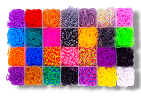 Набір гумок для плетіння браслетів Loom Bands 12000 шт 28 кольорів кейс з гачками та рогаткою