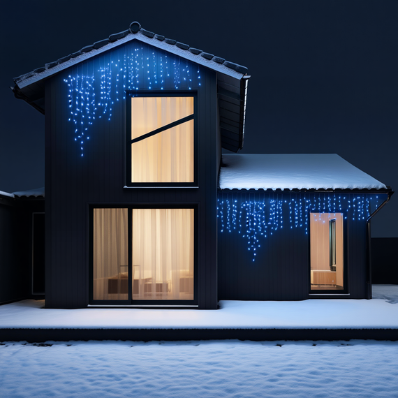 Вулична гірлянда Бахрома 6 м 105 LED синій, білий дріт, ефект флеш | Зображення 2