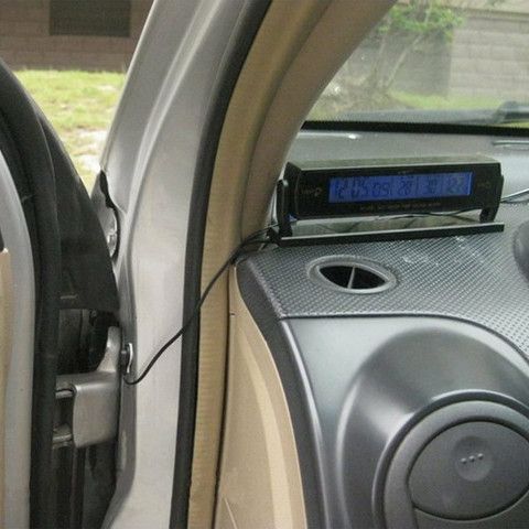 Автомобильные часы с подсветкой VST-7013V вольтметр, 2 термометра Авточасы с OC-345 выносным термометром | Зображення 6