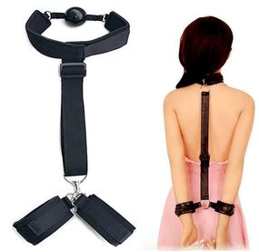 Бондаж с фиксацией за спиной Star Night с кляпом и наручниками, черный, One Size sexstyle